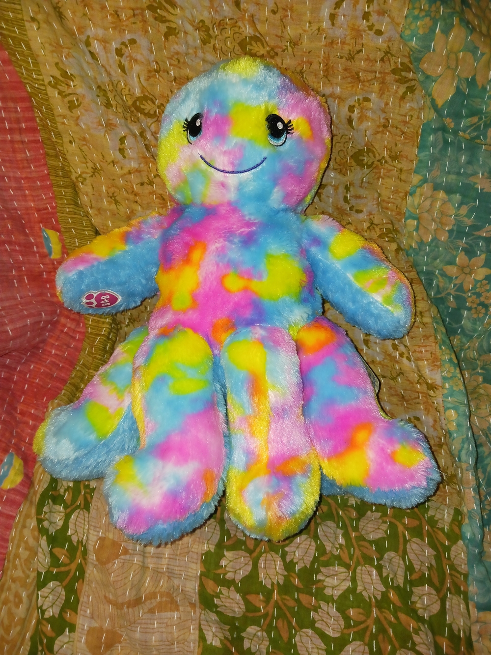 Build a Bear Plush Rainbow Tie-Dye Octopus Soft Toy - Multicolor NWOT